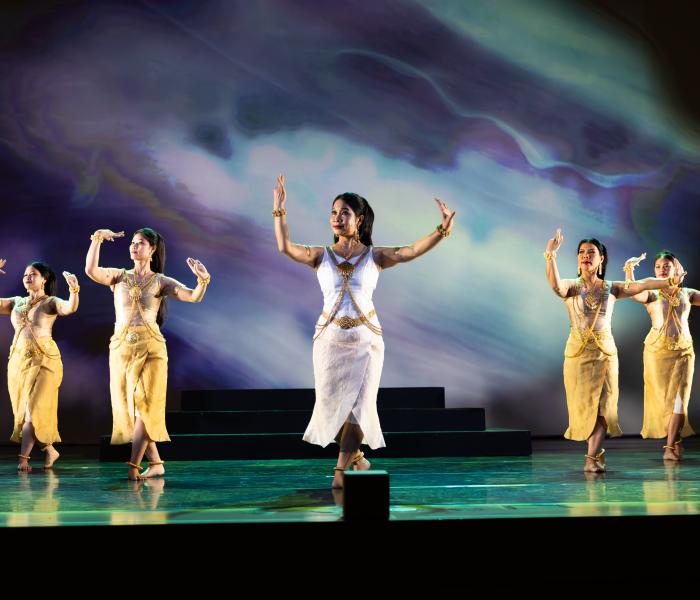 Cambodian dancers performing on stage