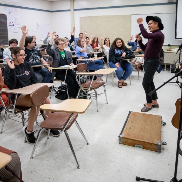Las Cafeteras with theatre arts class