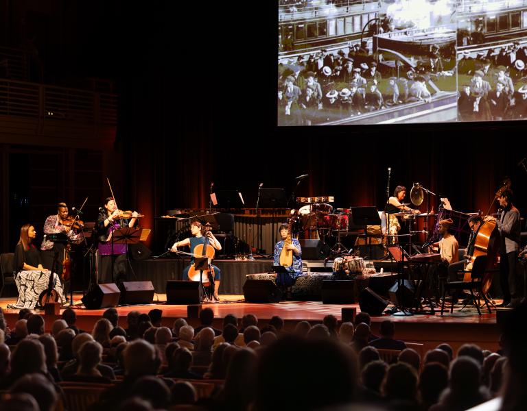 musicians from Silkroad Ensemble performing on stage